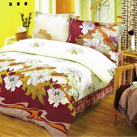Blancho Bedding - [Early Peony] 100% Cotton 4PC Duvet Cover Set (King Size)(Comforter not included)