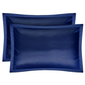 2 Pack Soft Silky Satin Pillow Case Hypoallergenic Breathable Bed Pillow Cover Queen Size Pillowcase Great for Hair Skin (Color: Navy)