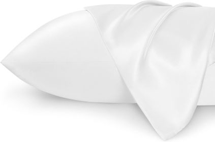 Bedsure Satin Pillowcase for Hair and Skin - Silky Pillowcase with Envelope Closure, Similar to Silk Pillow Cases (Color: Pure White, size: king)