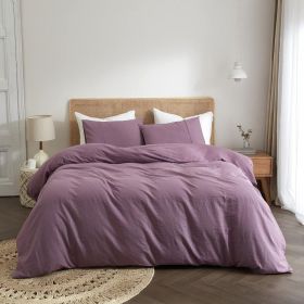 Linen Duvet Cover,100% Pure French Linen Duvet Cover Soft Breathable Luxury, Moisture-Absorbing Durable (Color: Purple, size: king)